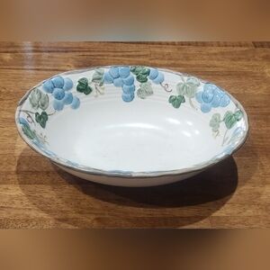 Metlox Poppytrail Sculptured Grapes Oval Vegetable Bowl
